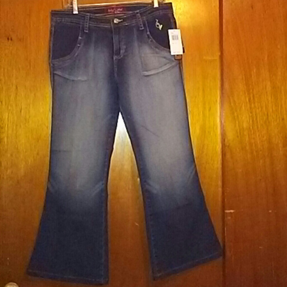 Baby Phat Weathered Stretch Jeans Dark Wash 11 NWT